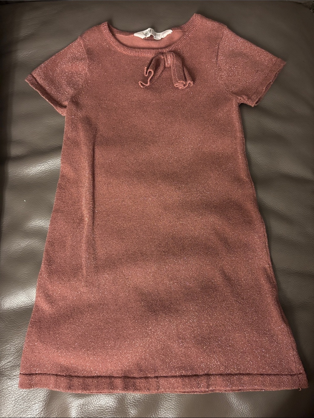 H&M Girls Shimmer Knit Dress in Rosewood Pink